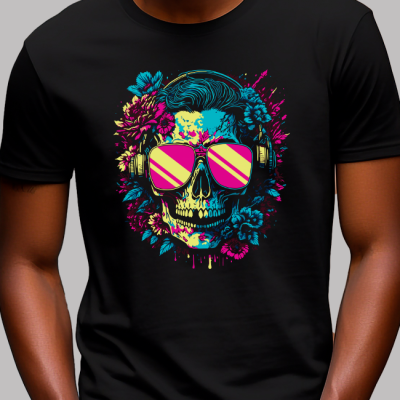 Man's T-Shirt -Collorfull skull