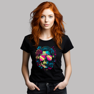 Woman's T-Shirt - Collorfull skull