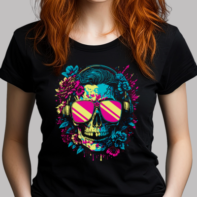 Woman's T-Shirt - Collorfull skull